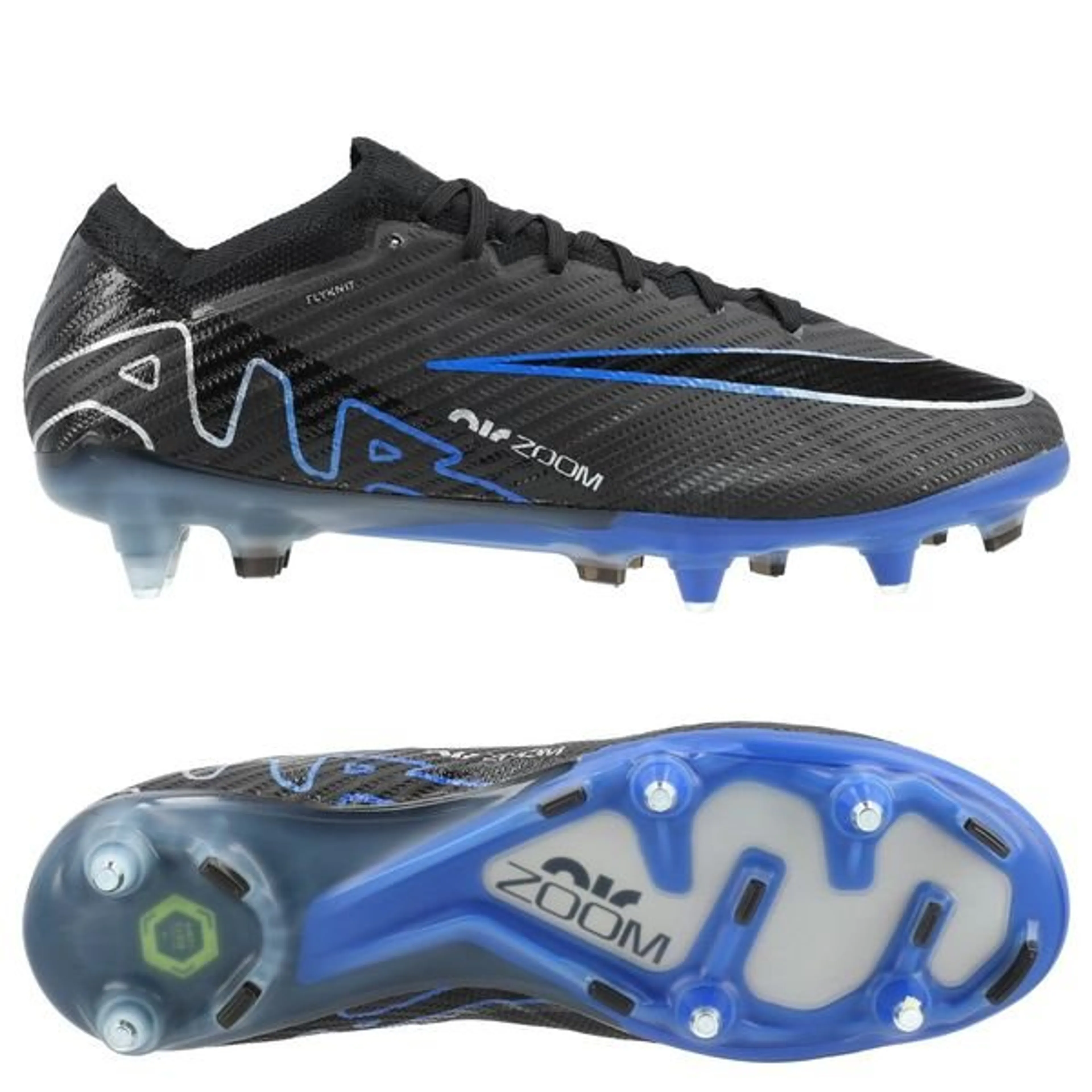 Nike Air Zoom Mercurial Vapor 15 Elite SG-PRO Anti-Clog Shadow - Black/Chrome/Hyper Royal