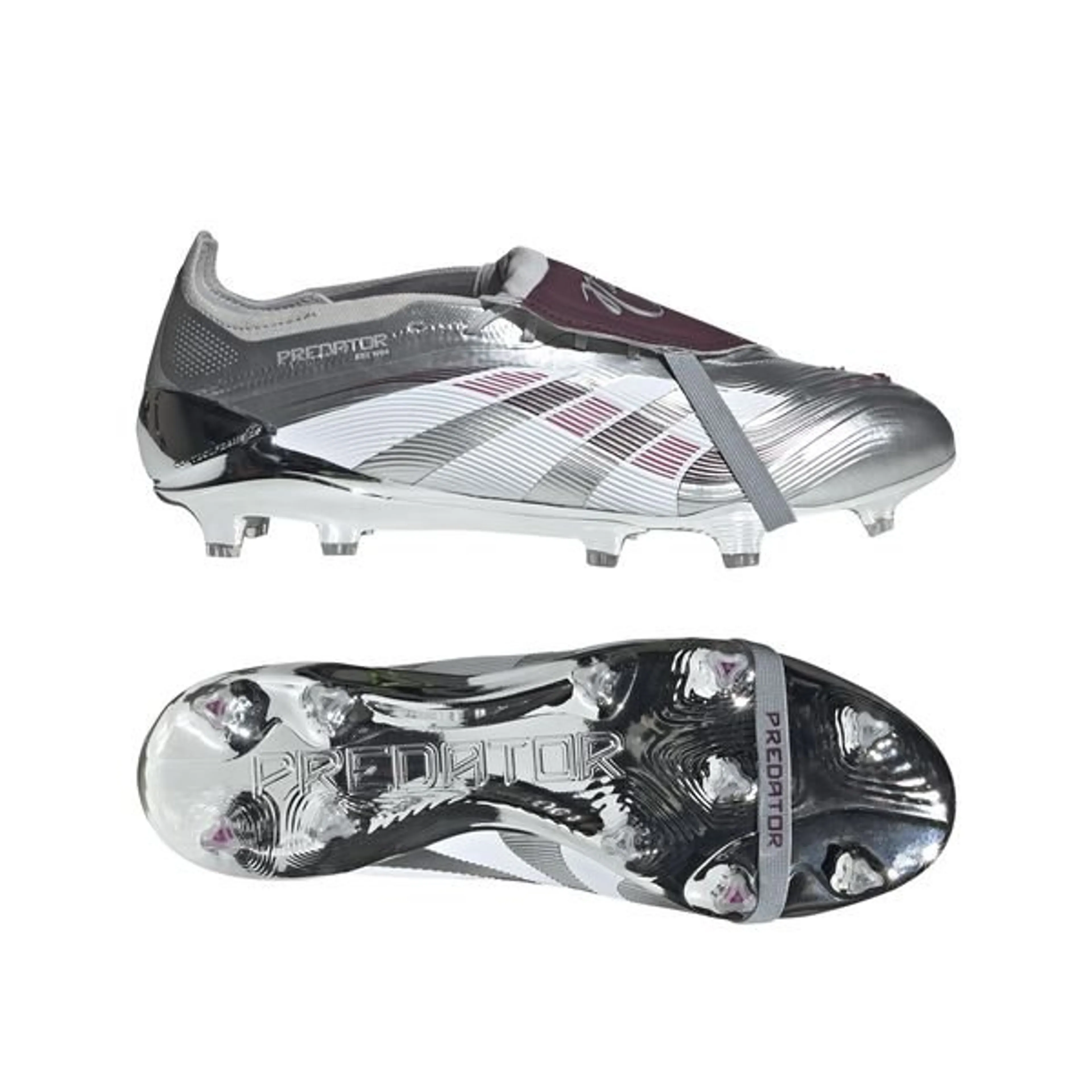 adidas Predator Elite Fold-over Tongue FG Jude Bellingham Chrome Dream - Silver Metallic/Legacy Burgundy/Maroon LIMITED EDITION
