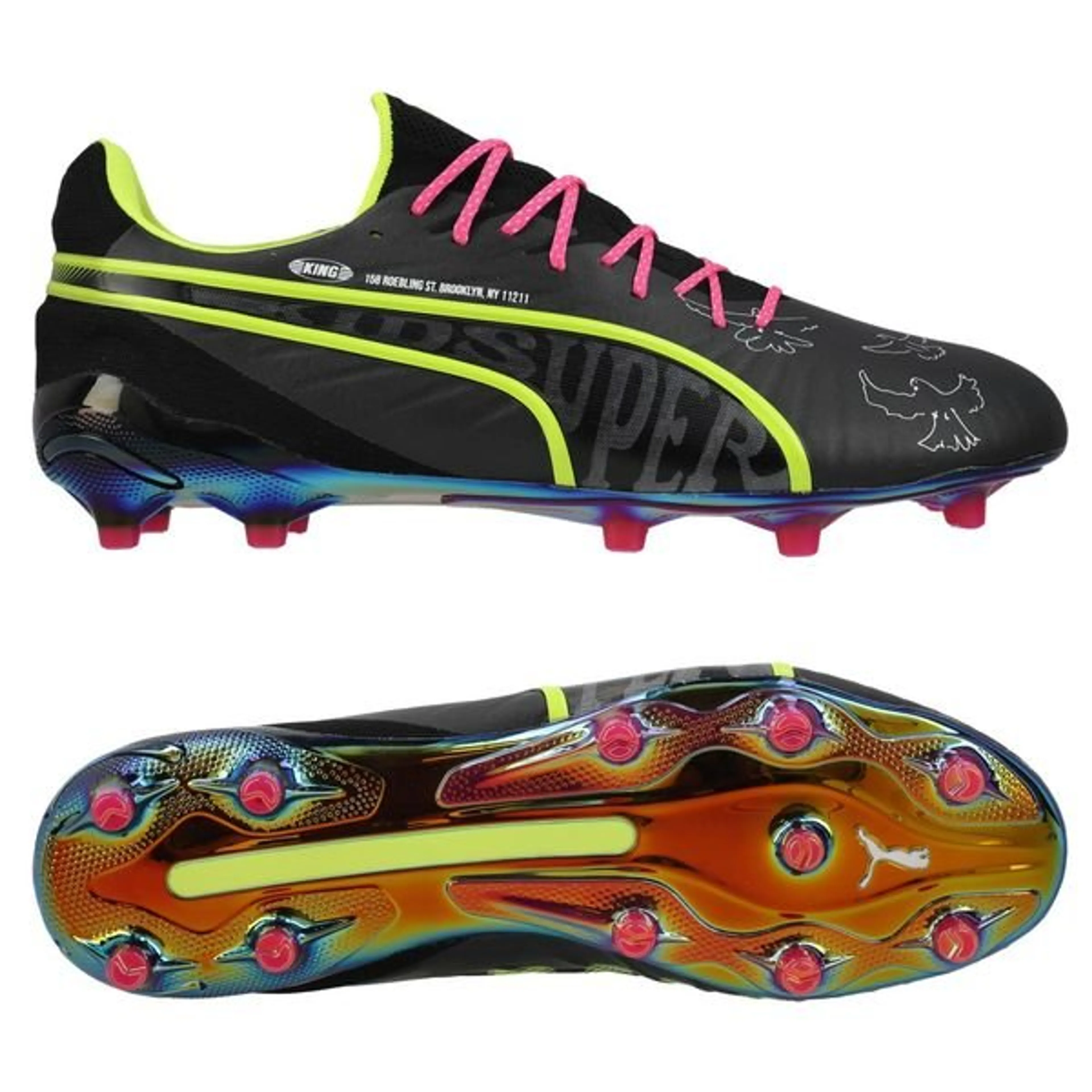 PUMA King Ultimate FG/AG Club World Cup X Kidsuper - Feather Grey/Electric Lime/PUMA White/Flat Light Gray LIMITED EDITION