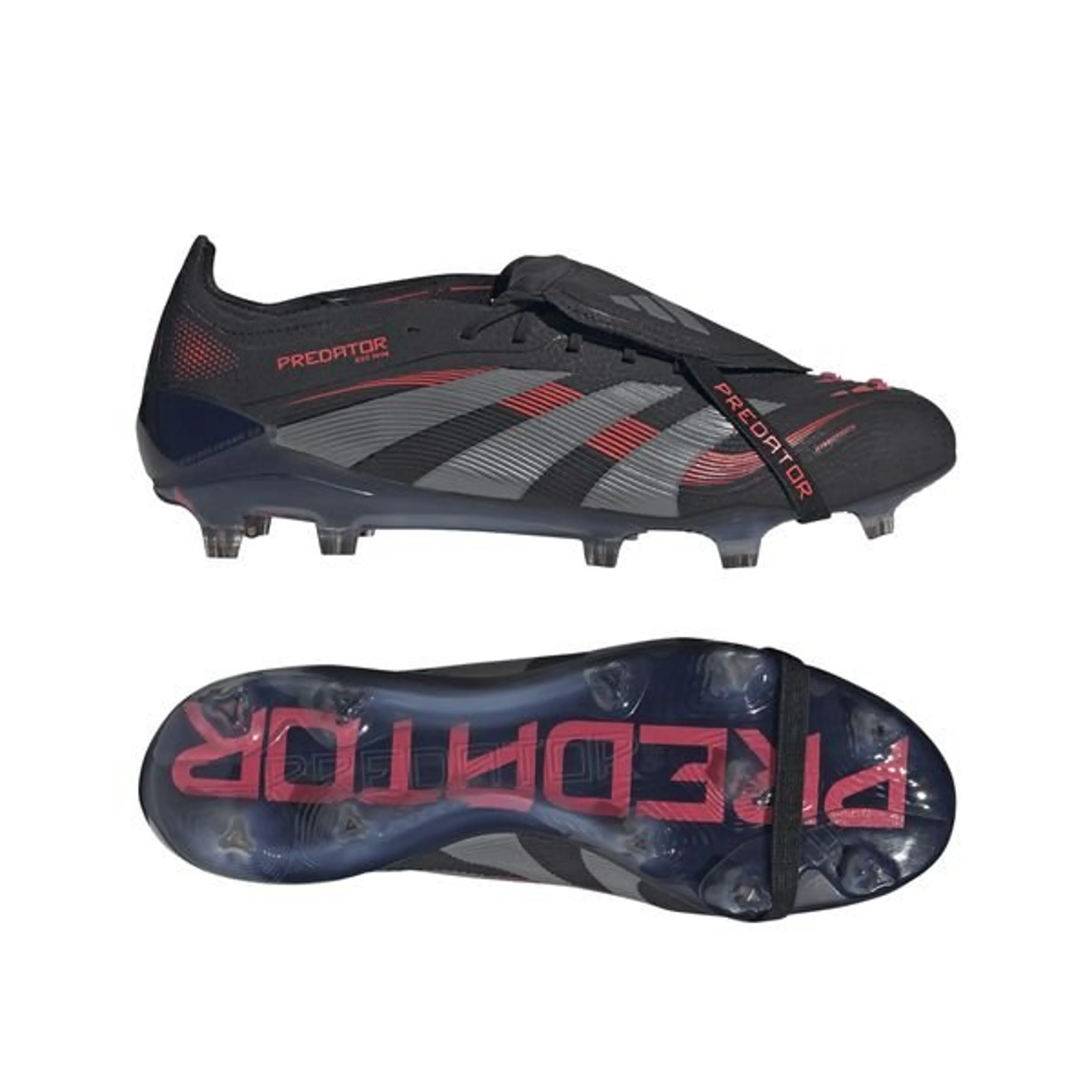 adidas Predator Elite Fold-over Tongue FG Stealth Victory - Core Black/Grey Four/Lucid Red