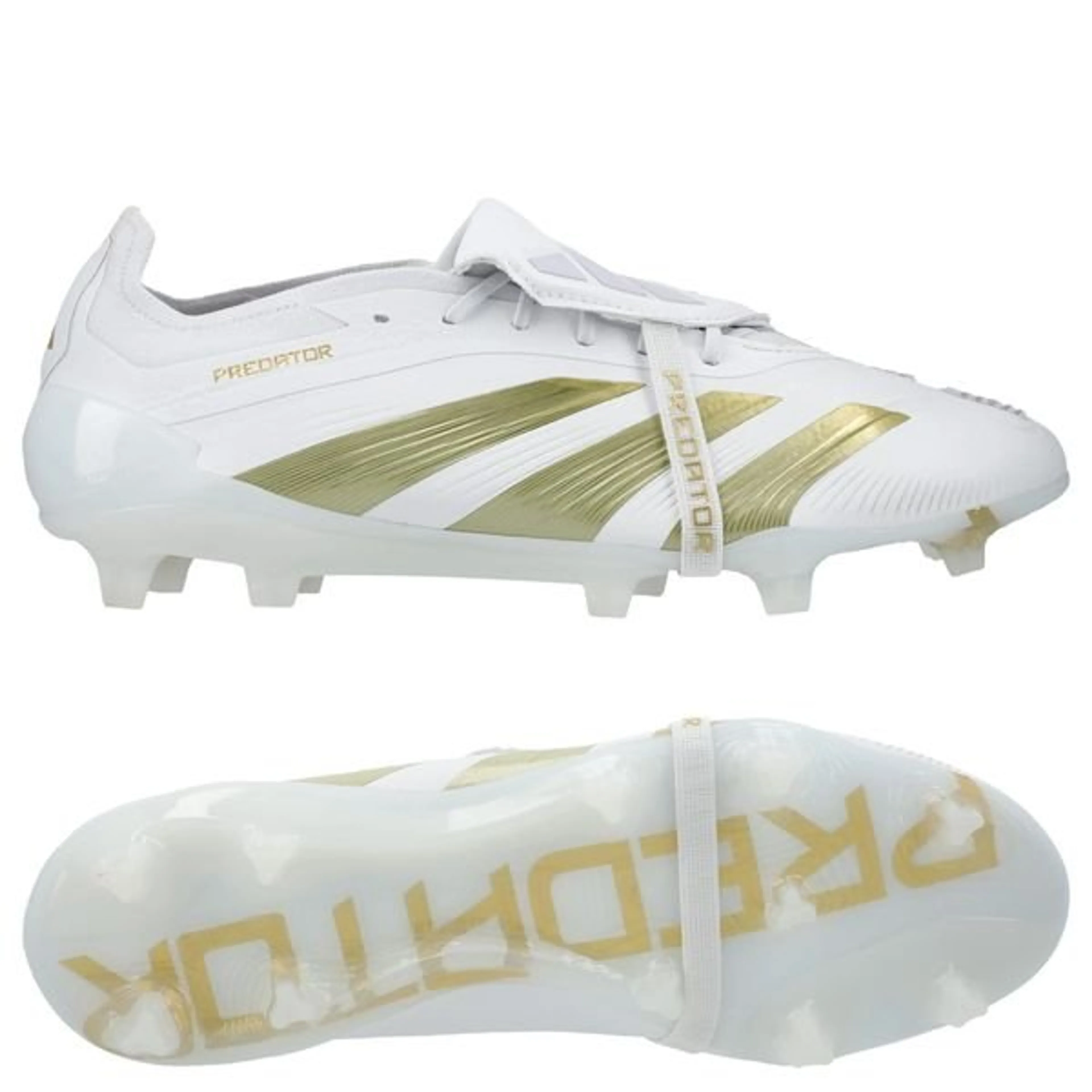 adidas Predator Elite Fold-over Tongue FG Day Spark - Footwear White/Gold Metallic/Footwear White