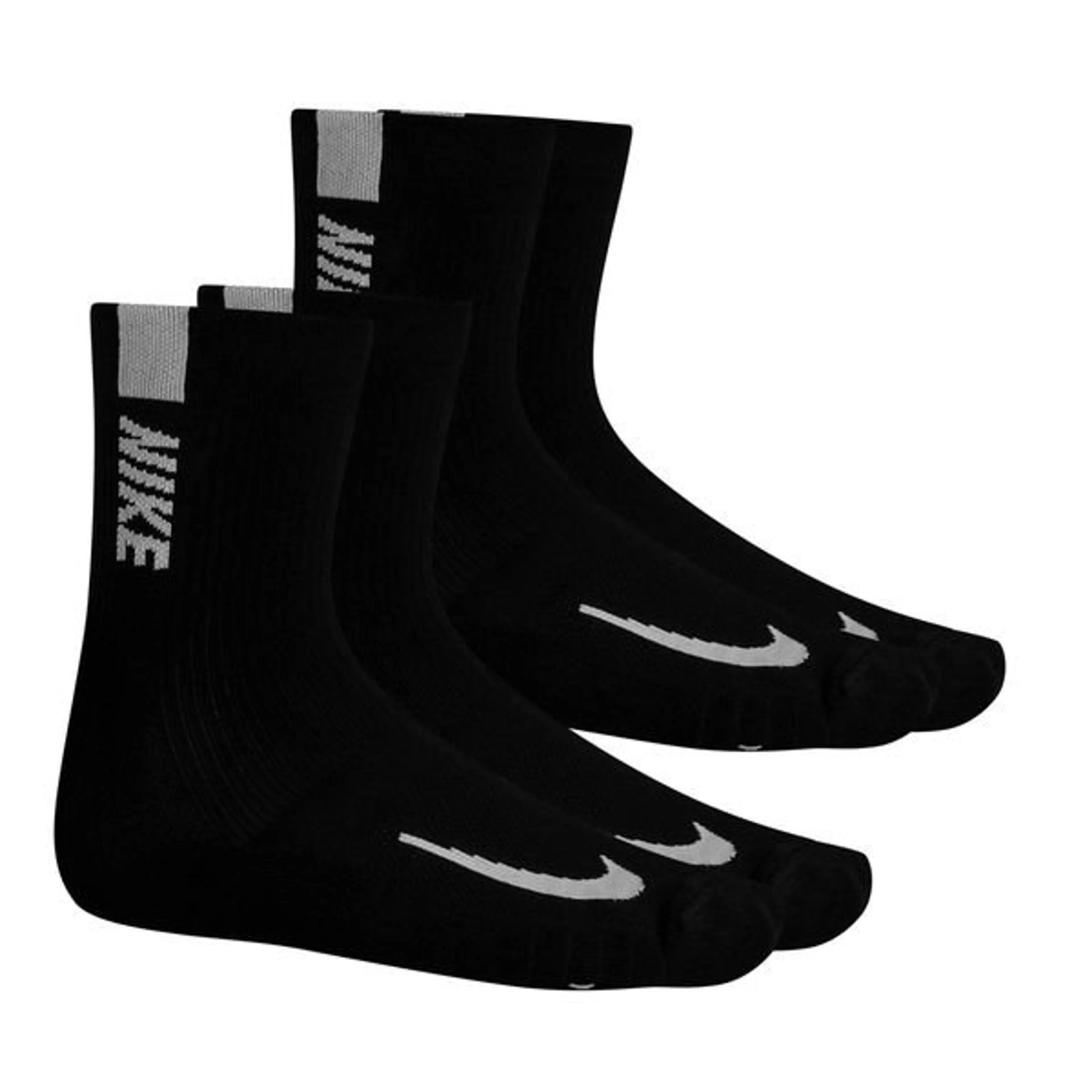 Nike Running Socks Multiplier Crew 2-Pack - Black/White