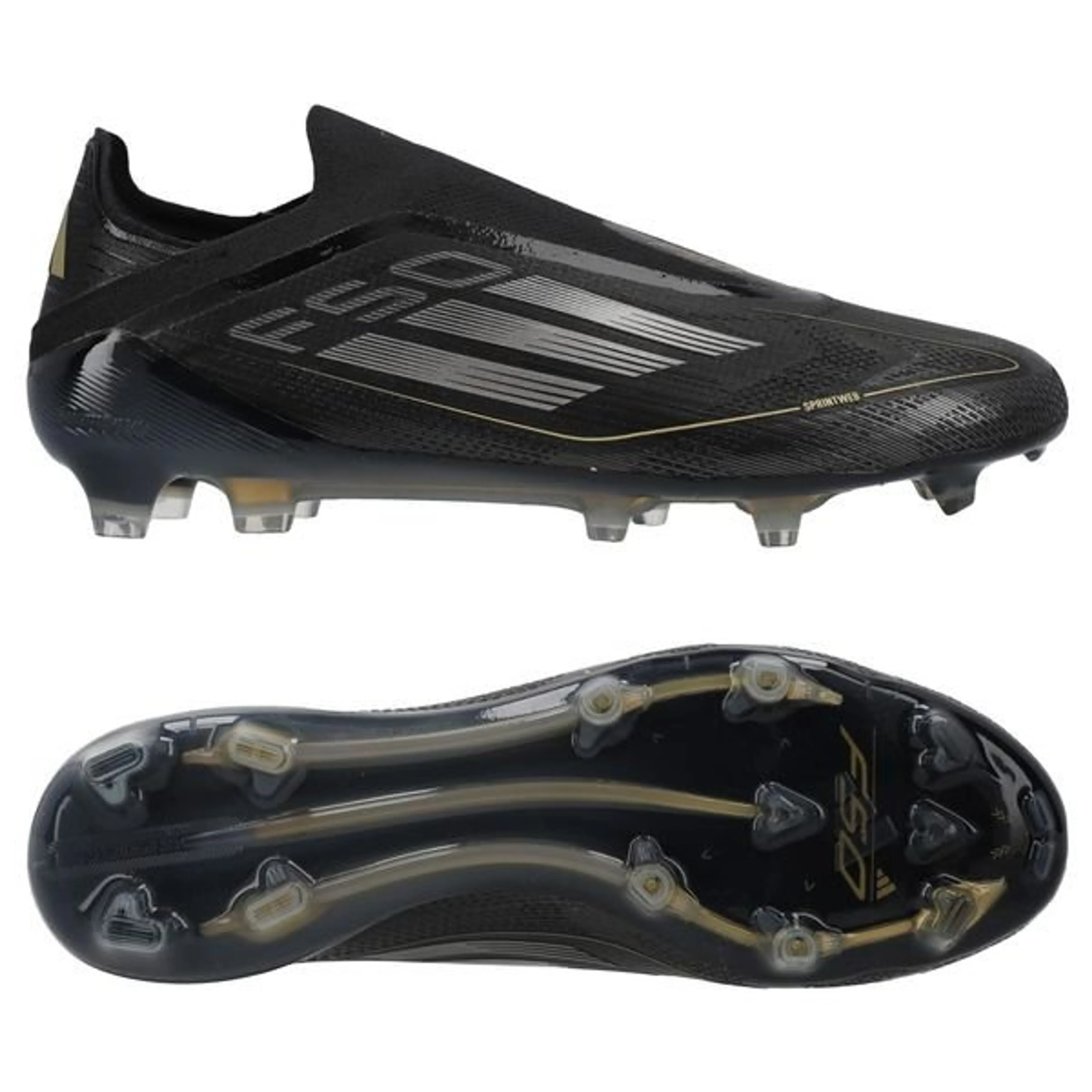adidas F50 Elite Laceless FG Dark Spark - Core Black/Iron Metal/Gold Metallic