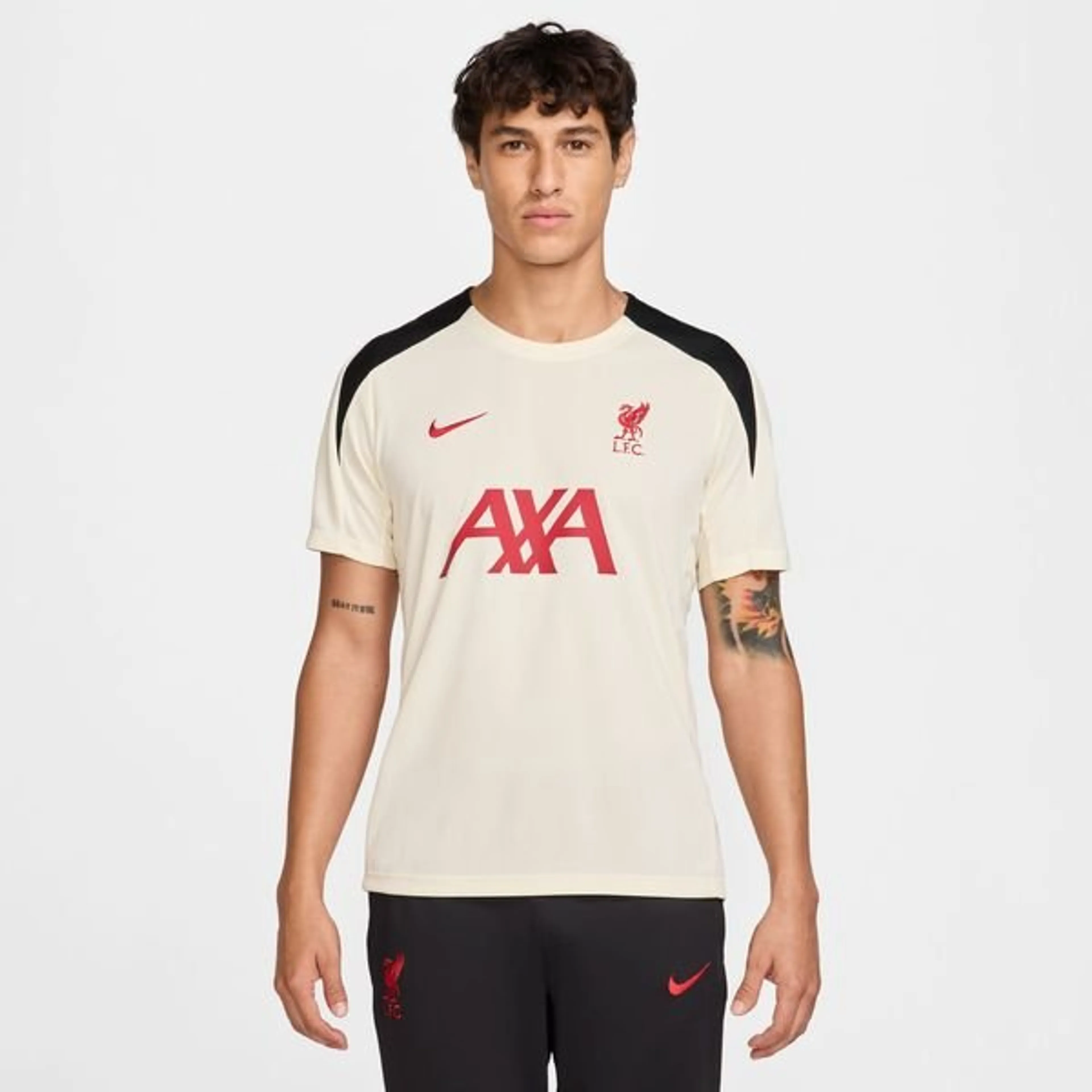 Liverpool Training T-Shirt Dri-FIT Strike - Coconut Milk/Gym Red/Black
